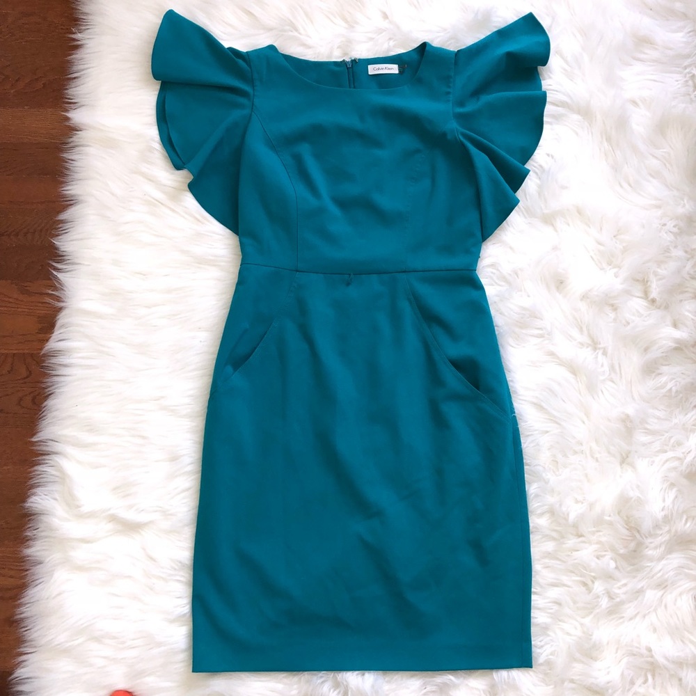 Calvin Klein Turquoise Pencil Dress - Picture 2 of 9